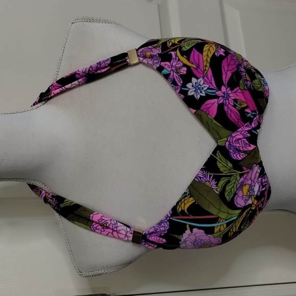 Victoria Secret 34DD floral bikini top fasten back and neck tie back - Picture 1 of 8